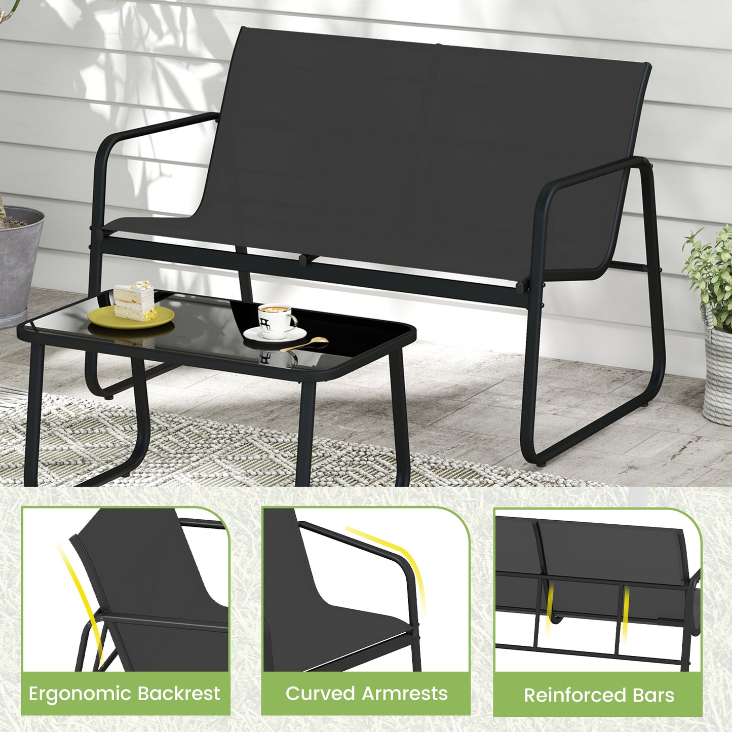4-Piece Patio Conversation Set with Rocking Chairs & Loveseat