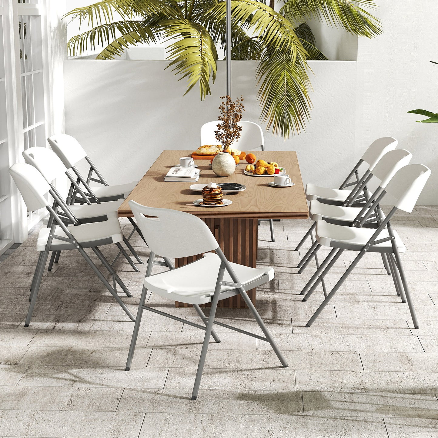 Folding Stackable Chairs with Metal Frame, Set of 4
