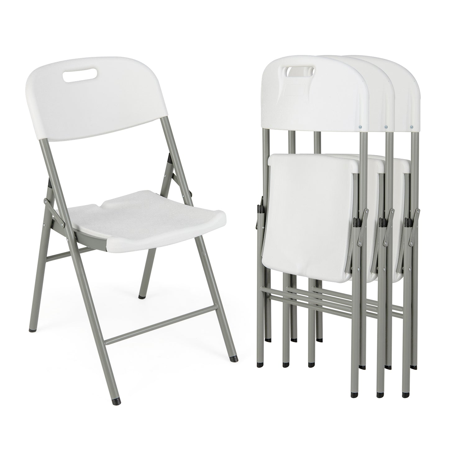 Folding Stackable Chairs with Metal Frame, Set of 4