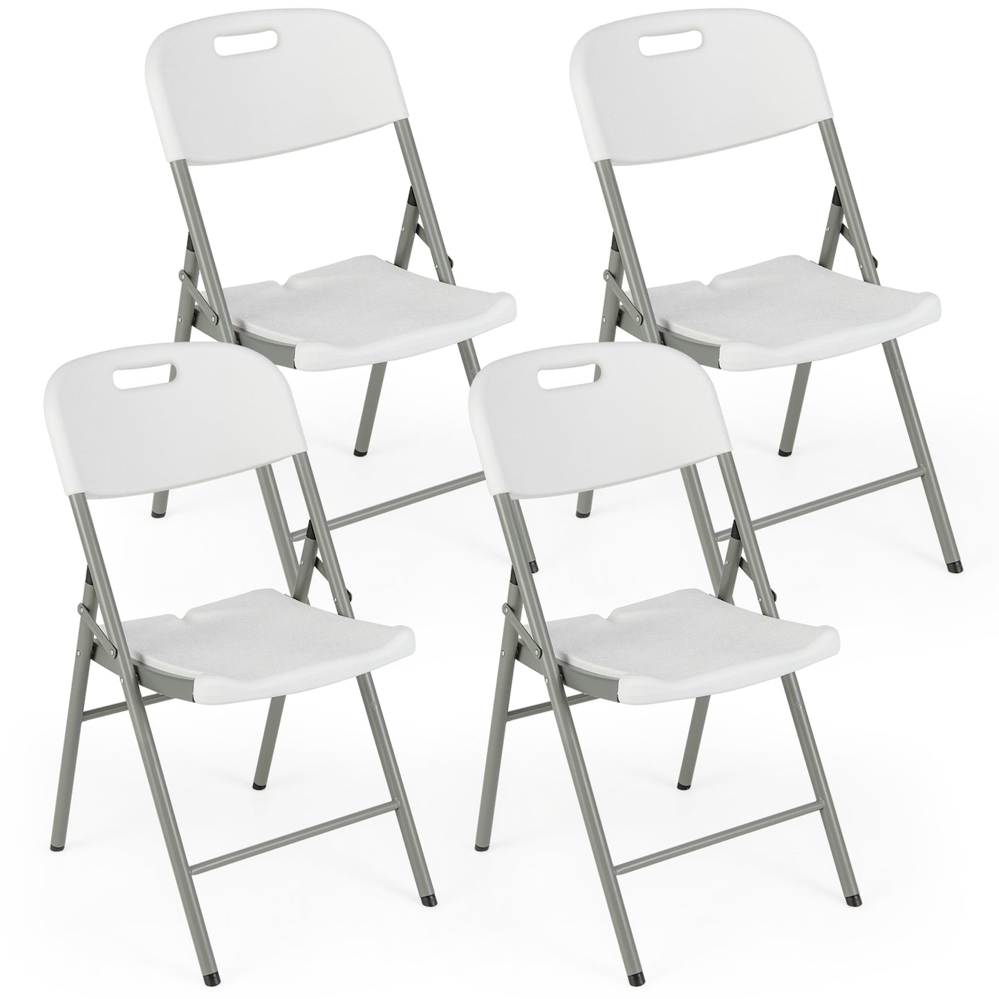 Folding Stackable Chairs with Metal Frame, Set of 4