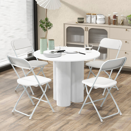 Metal Folding Chairs Set of 4 with Plastic Seat and Back
