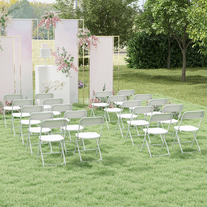 Metal Folding Chairs Set of 4 with Plastic Seat and Back