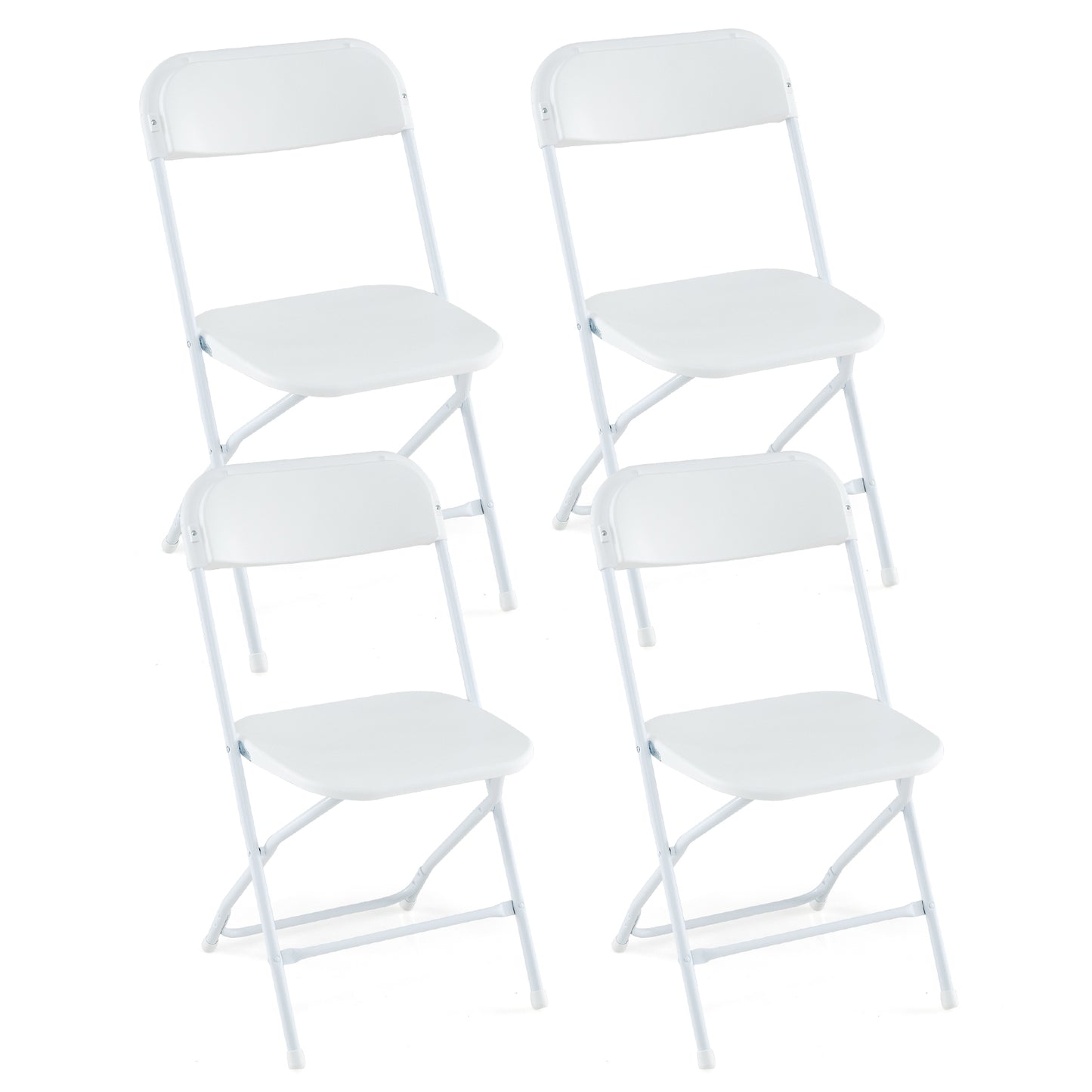 Metal Folding Chairs Set of 4 with Plastic Seat and Back