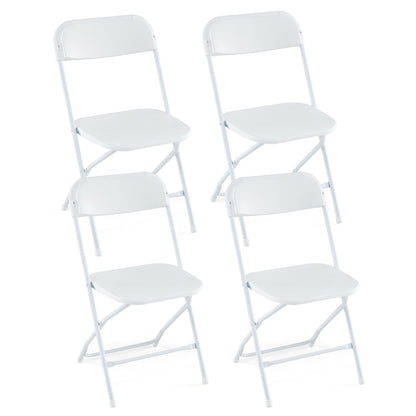 Metal Folding Chairs Set of 4 with Plastic Seat and Back