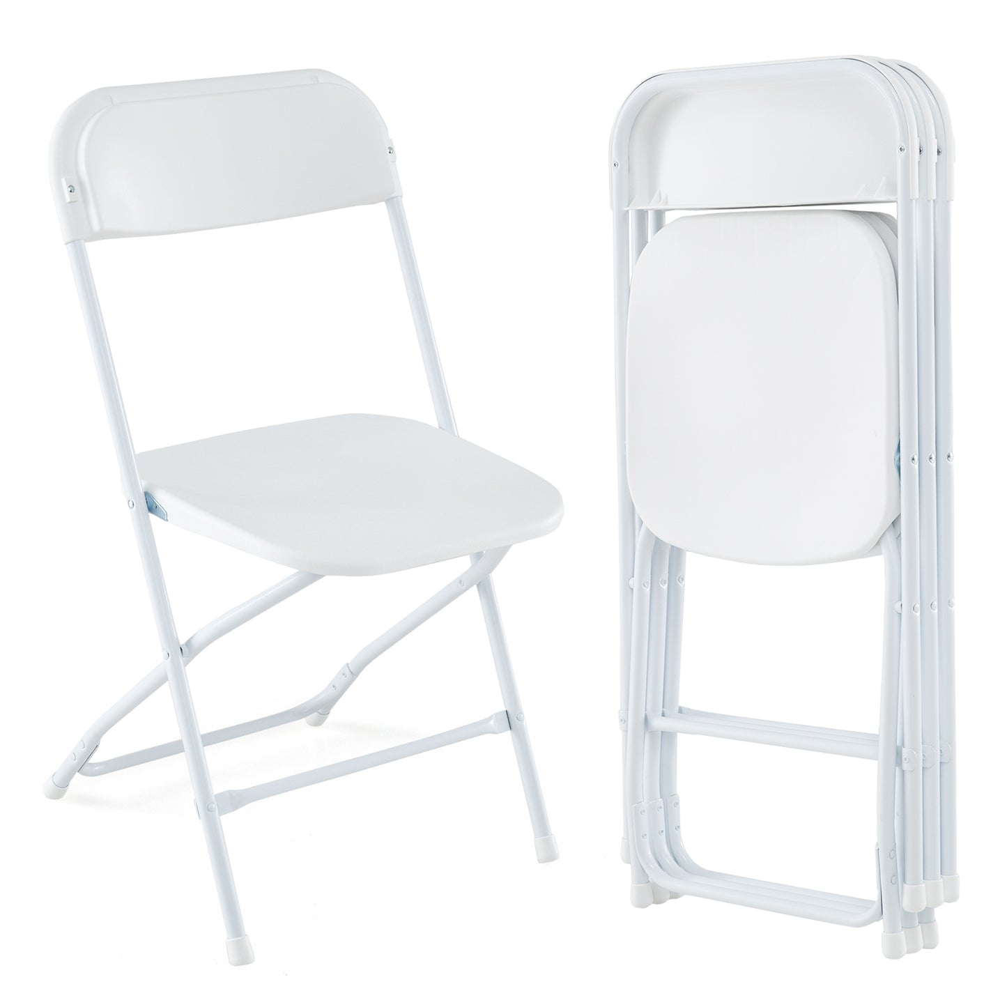 Metal Folding Chairs Set of 4 with Plastic Seat and Back
