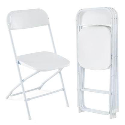 Metal Folding Chairs Set of 4 with Plastic Seat and Back