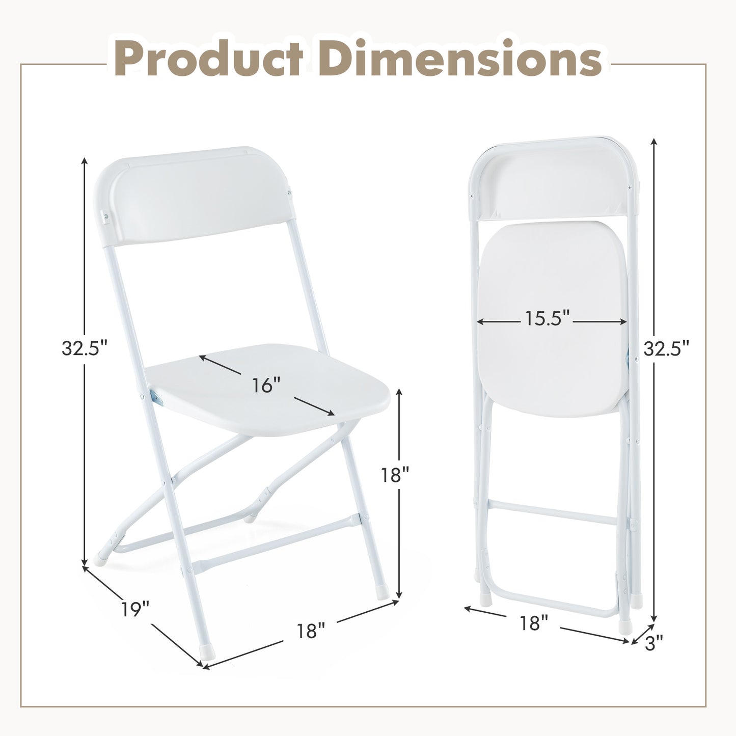 Metal Folding Chairs Set of 4 with Plastic Seat and Back