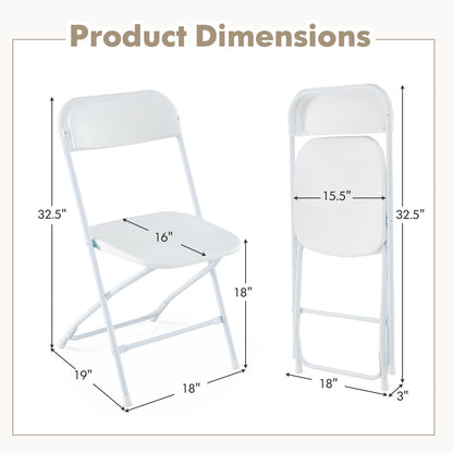 Metal Folding Chairs Set of 4 with Plastic Seat and Back