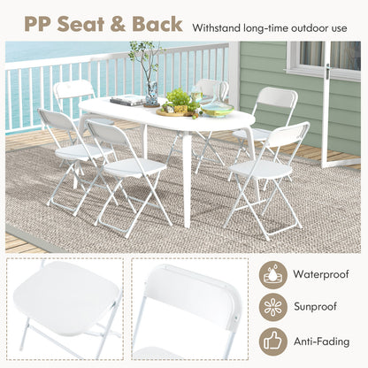Metal Folding Chairs Set of 4 with Plastic Seat and Back