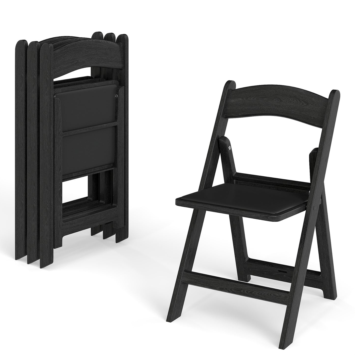 Resin Folding Chairs with Padded Seat - 4 Pack White