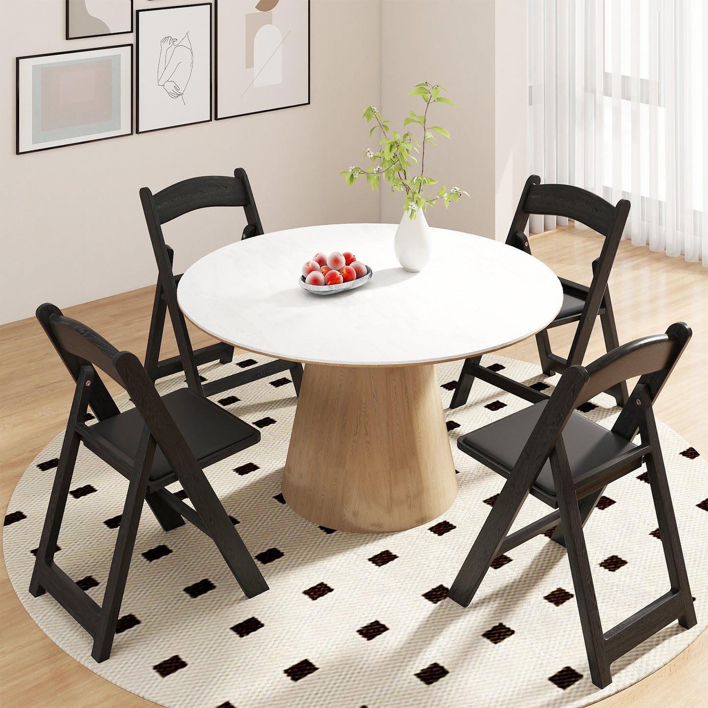 Resin Folding Chairs with Padded Seat - 4 Pack White