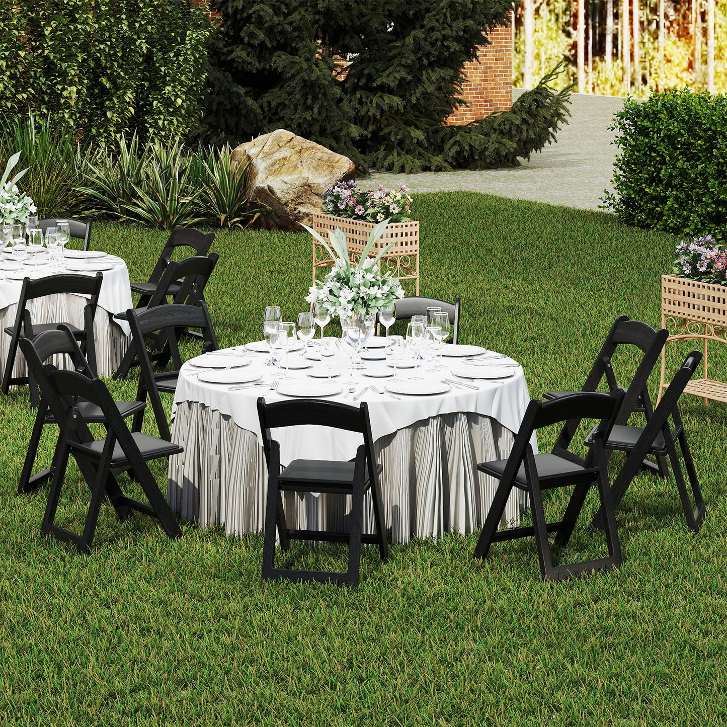 Resin Folding Chairs with Padded Seat - 4 Pack White