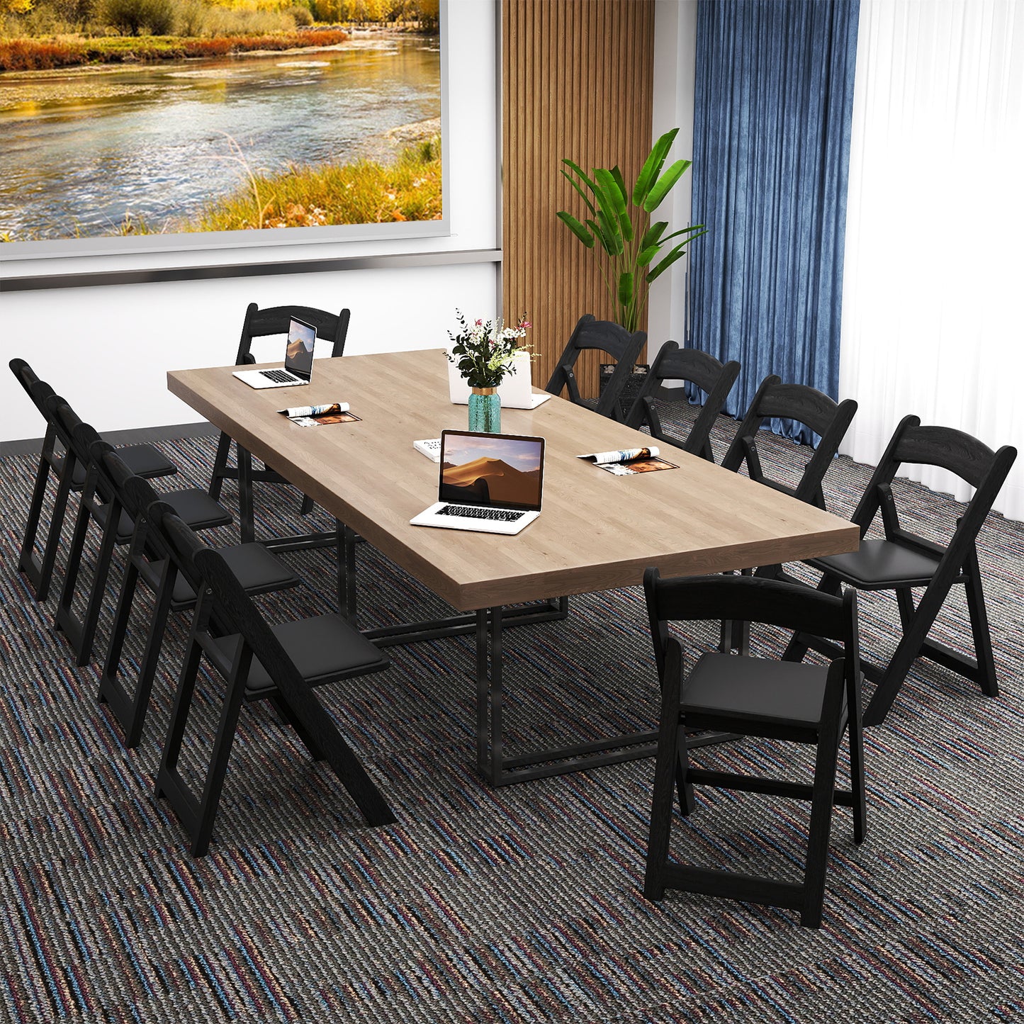 Resin Folding Chairs with Padded Seat - 4 Pack White