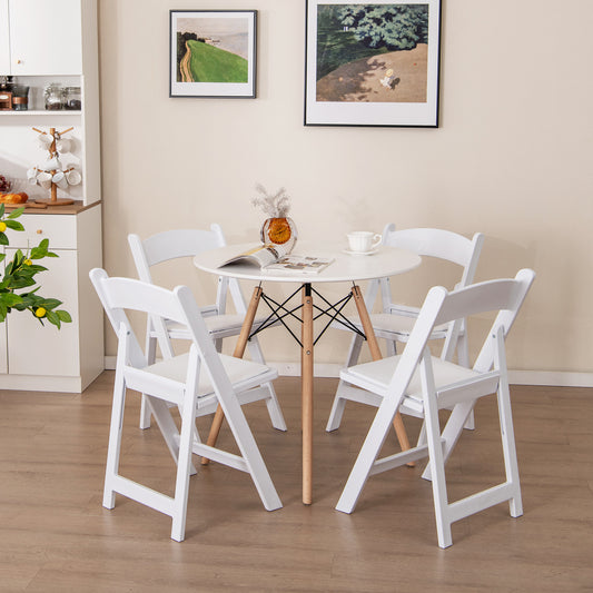 Resin Folding Chairs with Padded Seat - 4 Pack White