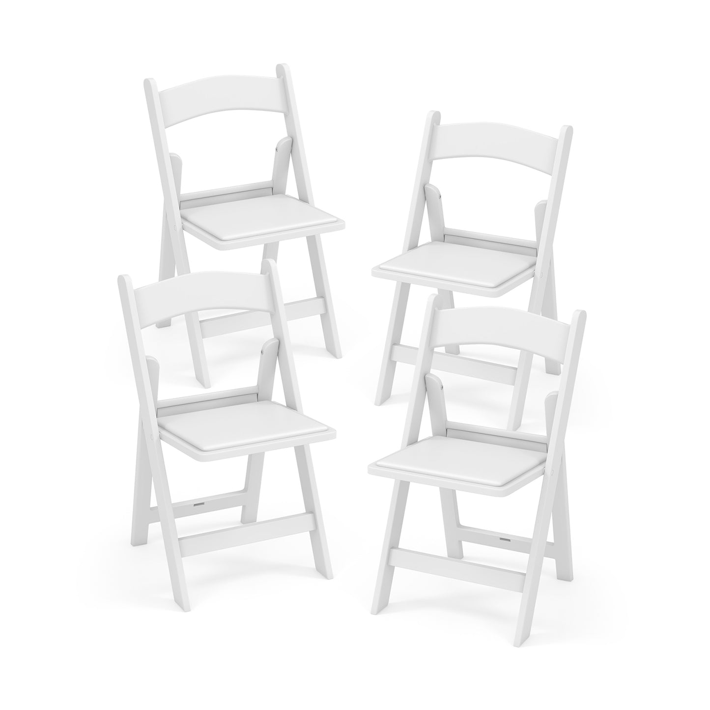Resin Folding Chairs with Padded Seat - 4 Pack White