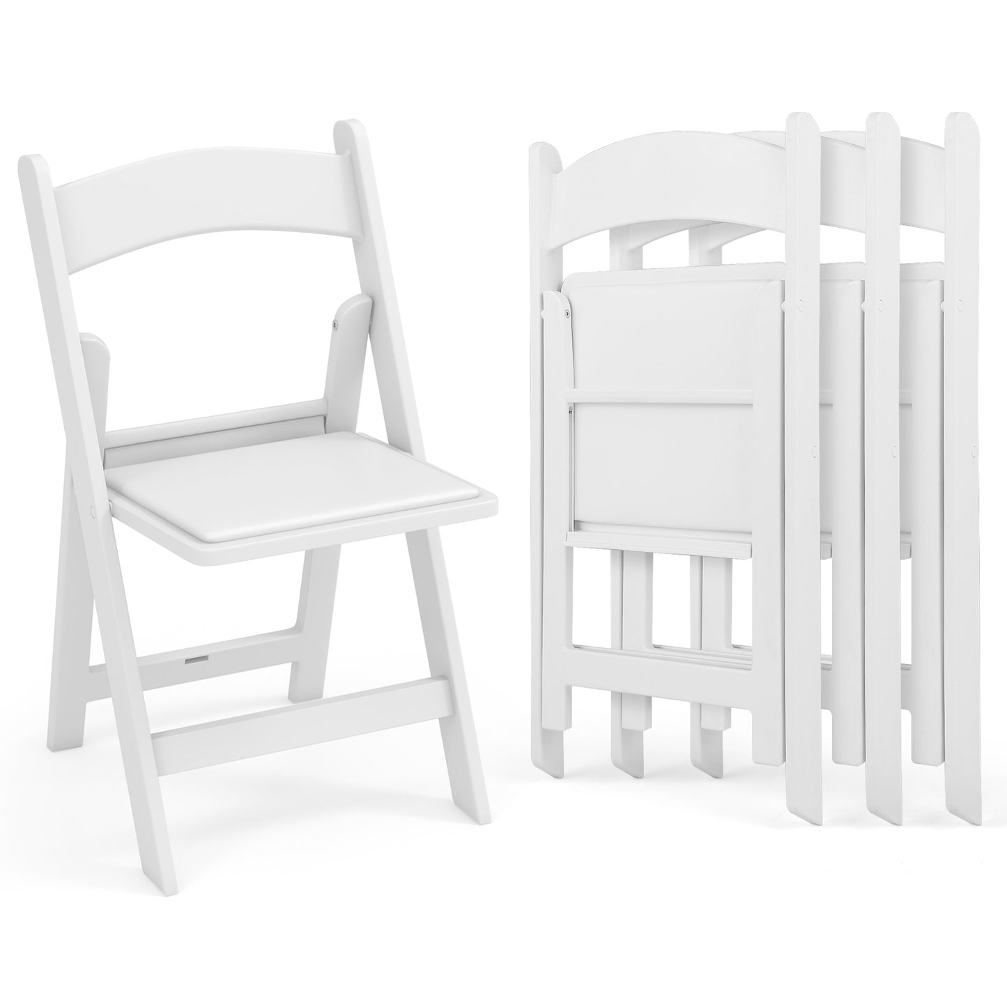 Resin Folding Chairs with Padded Seat - 4 Pack White