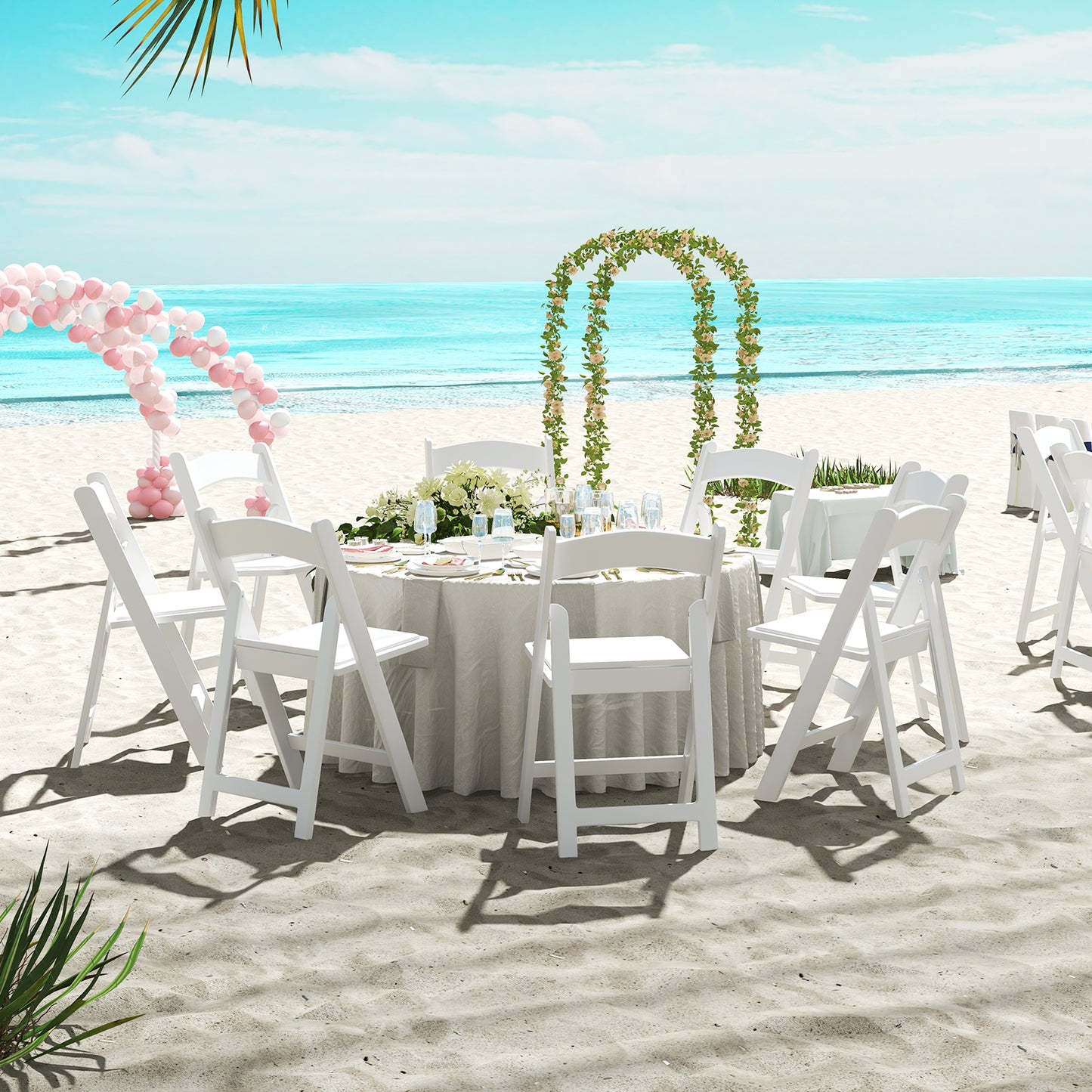 Resin Folding Chairs with Padded Seat - 4 Pack White
