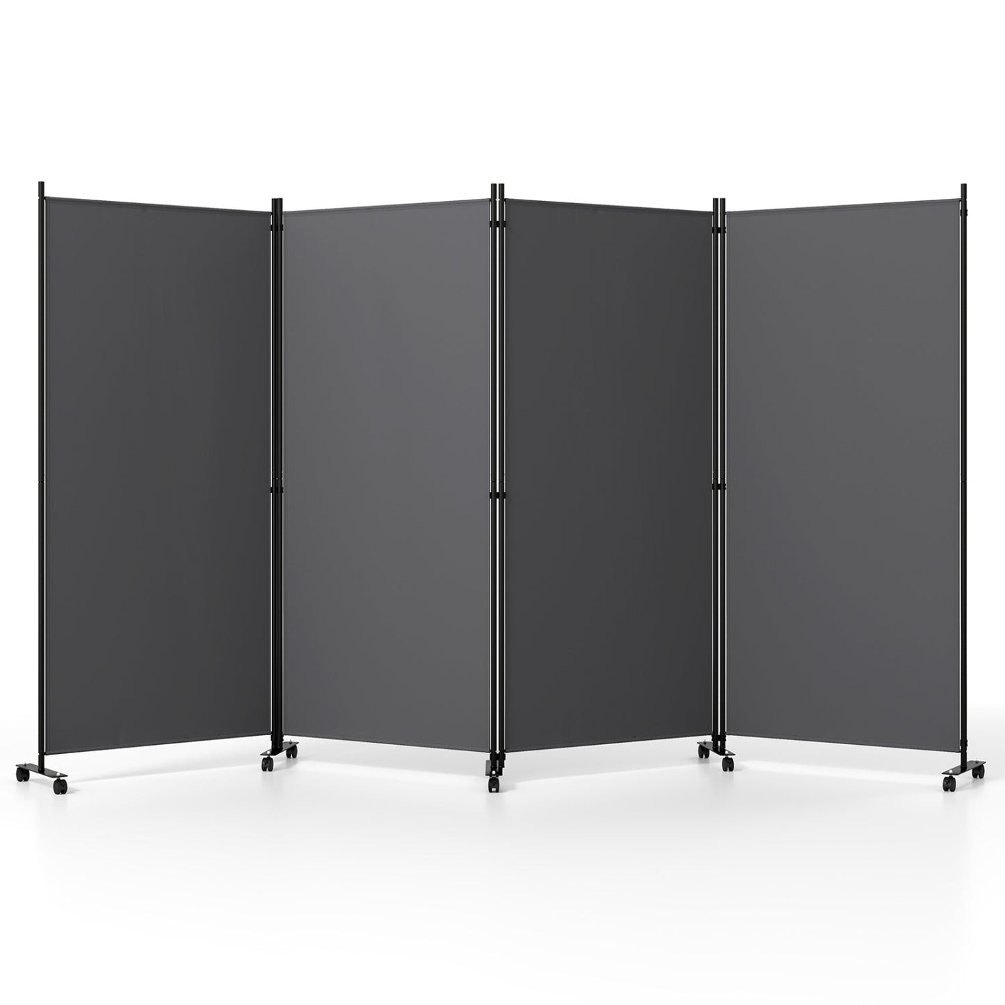 4-Panel Folding Room Divider with Wheels - 71.5" Tall