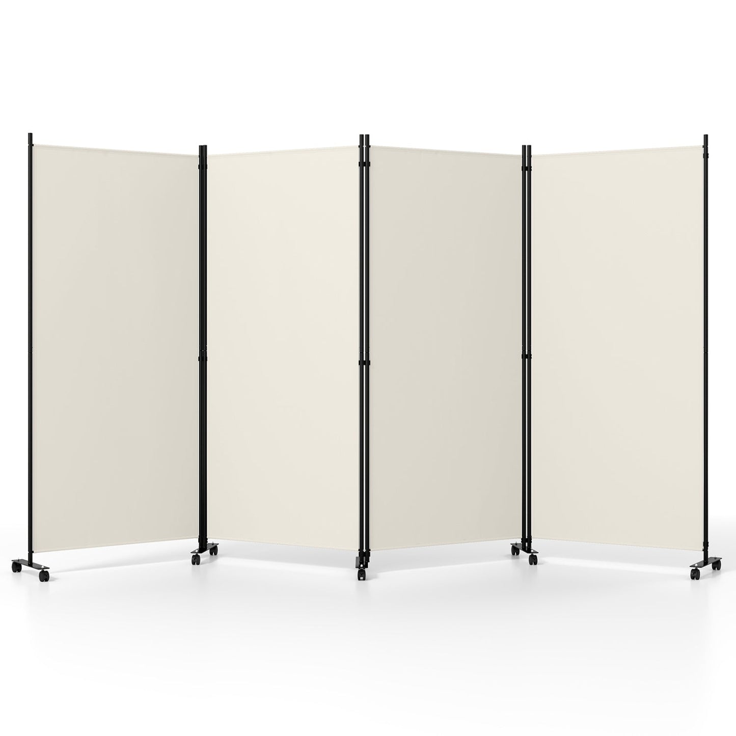4-Panel Folding Room Divider with Wheels - 71.5" Tall