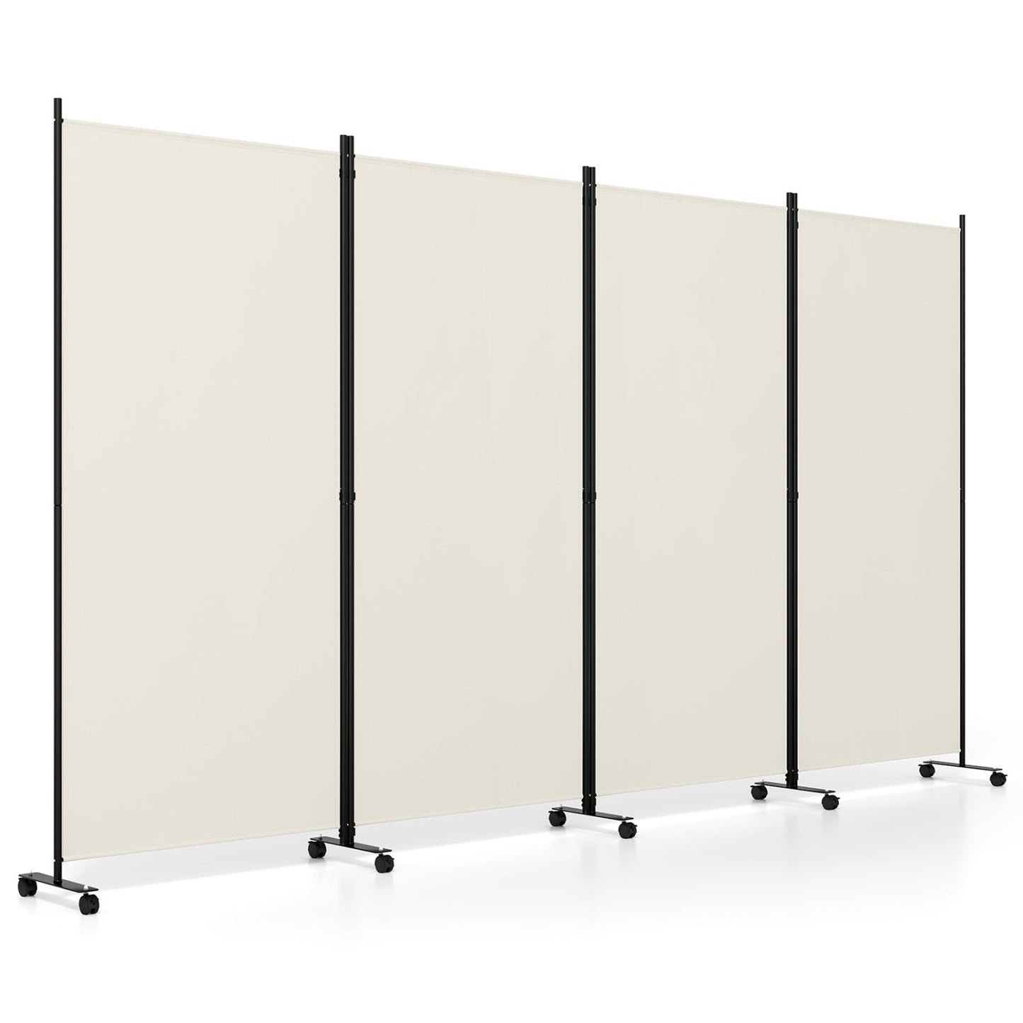 4-Panel Folding Room Divider with Wheels - 71.5" Tall