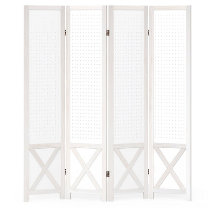 6-Panel Pegboard Room Divider 67 Inches Tall Foldable Privacy Screen