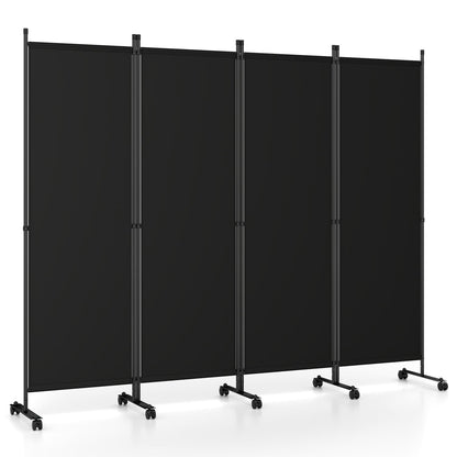 4-Panel Room Divider with Lockable Wheels - 87" x 68"