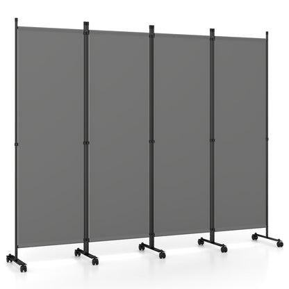 4-Panel Room Divider with Lockable Wheels - 87" x 68"