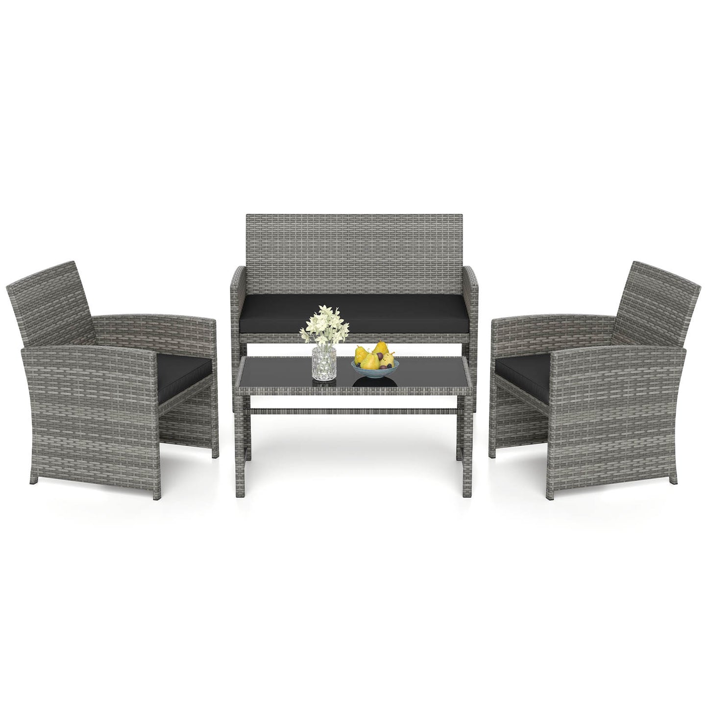 4-Piece Patio Conversation Set with Loveseat and Chairs