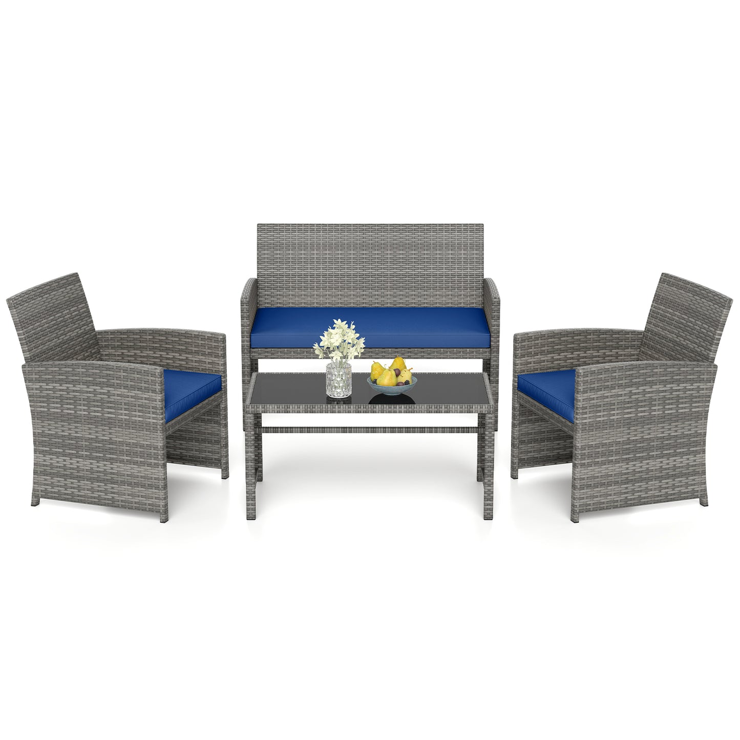 4-Piece Patio Conversation Set with Loveseat and Chairs