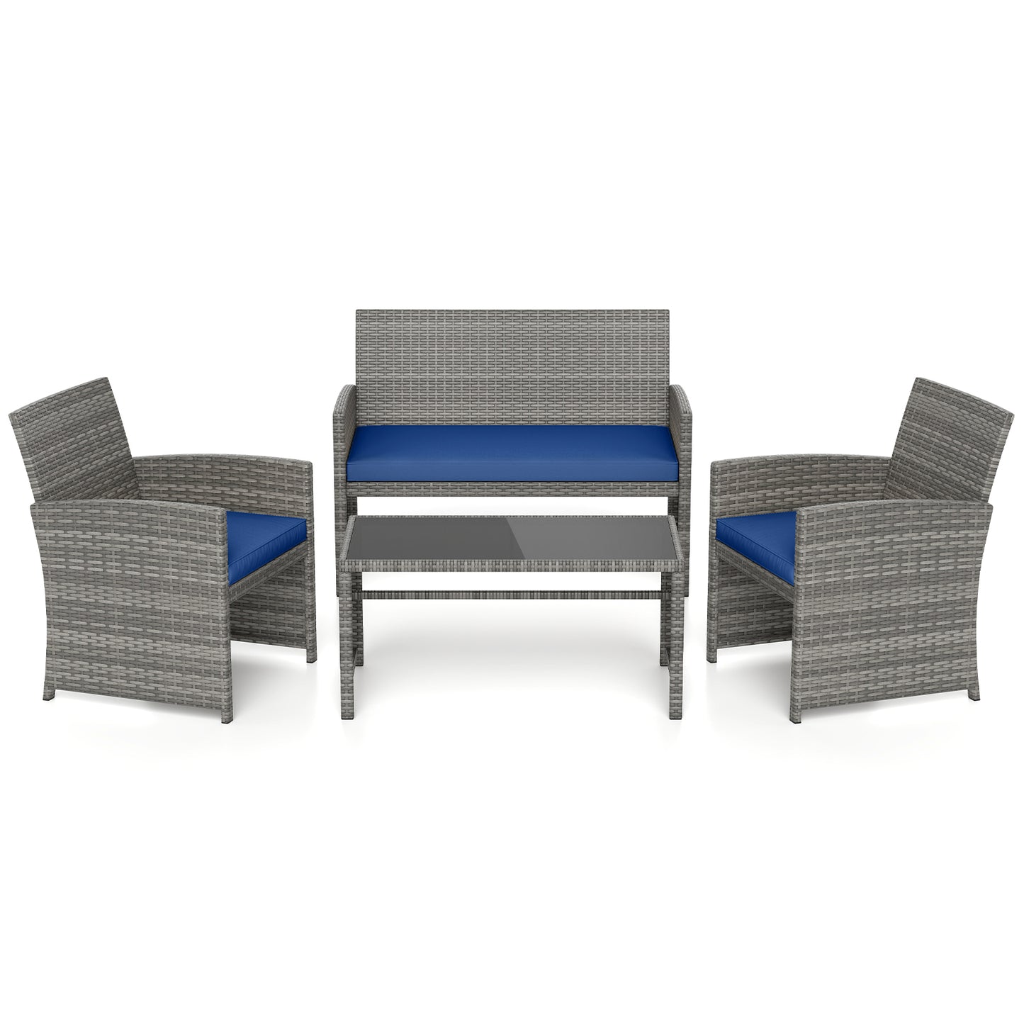 4-Piece Patio Conversation Set with Loveseat and Chairs
