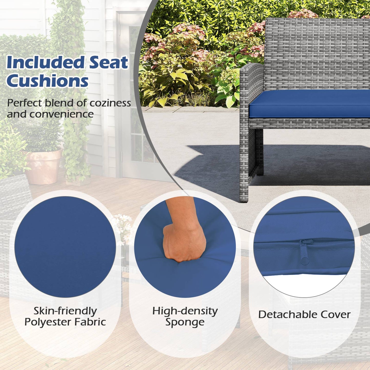4-Piece Patio Conversation Set with Loveseat and Chairs