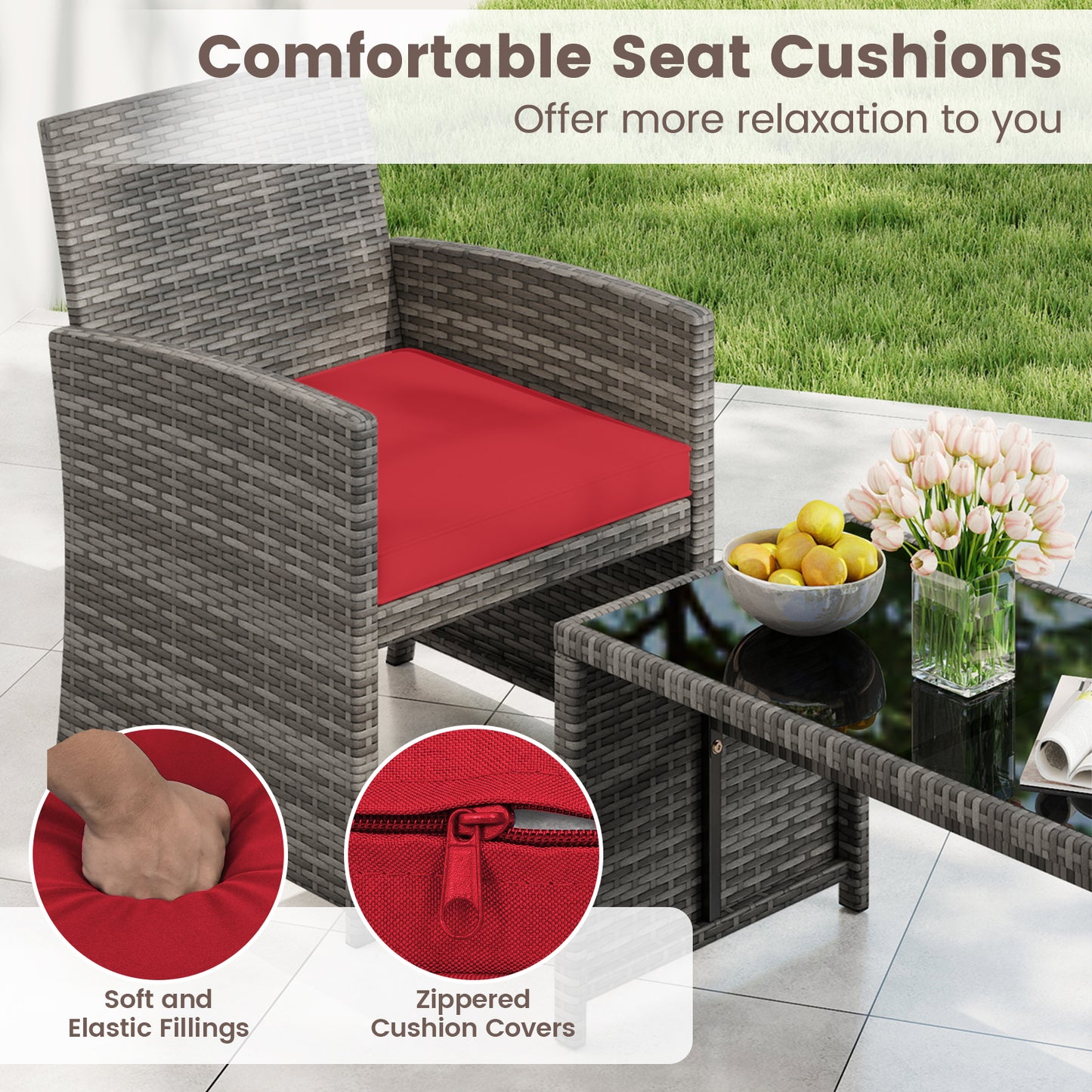 4-Piece Patio Conversation Set with Loveseat and Chairs