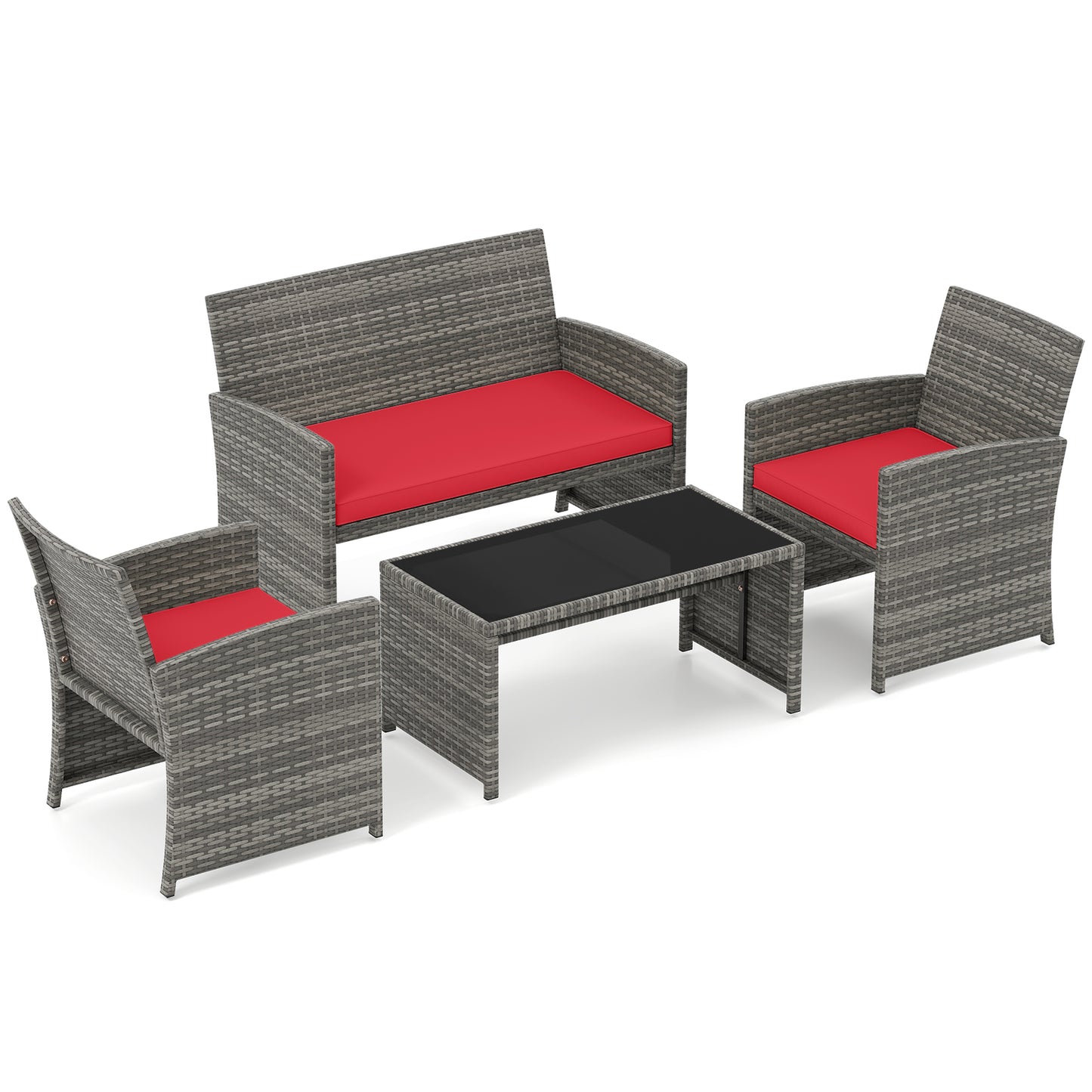 4-Piece Patio Conversation Set with Loveseat and Chairs
