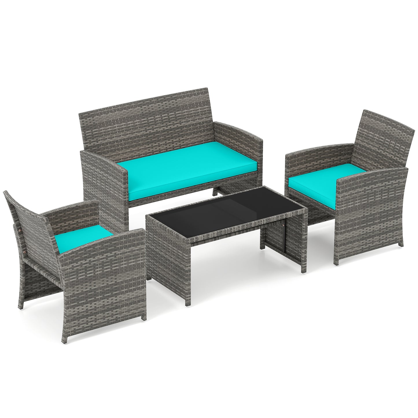 4-Piece Patio Conversation Set with Loveseat and Chairs