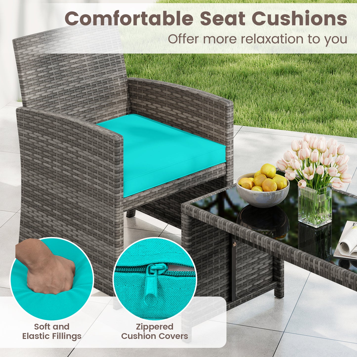 4-Piece Patio Conversation Set with Loveseat and Chairs