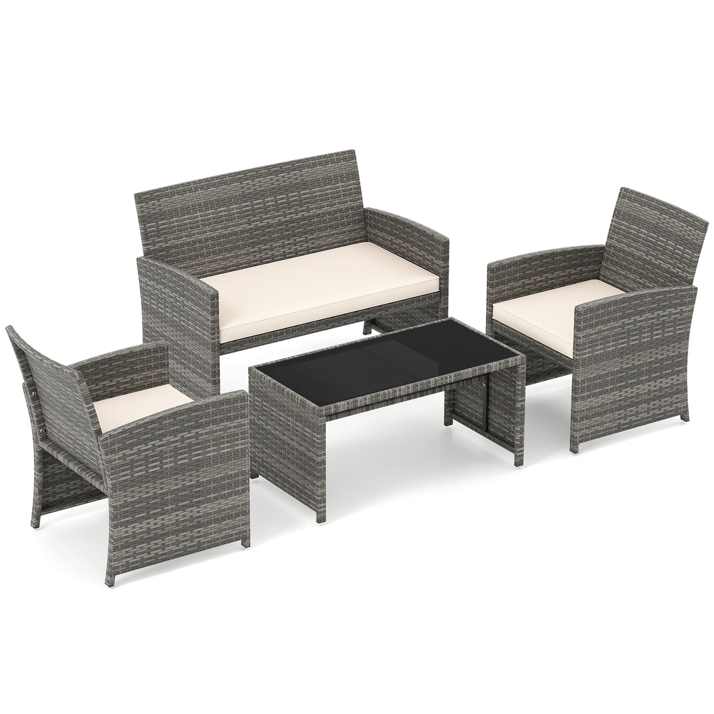 4-Piece Patio Conversation Set with Loveseat and Chairs