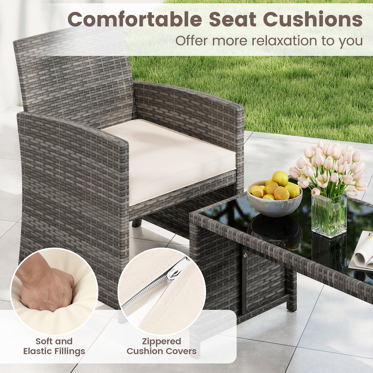 4-Piece Patio Conversation Set with Loveseat and Chairs