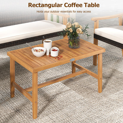 4-Piece Patio Conversation Set with Acacia Wood Table & Cushions