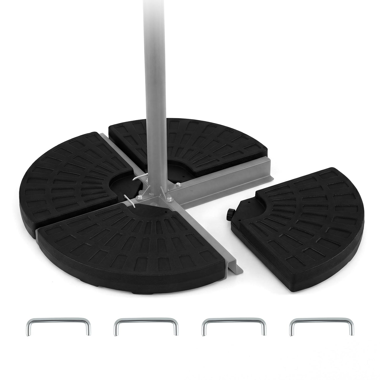 4-Piece Patio Market Umbrella Base 140 LBS Heavy-Duty with U-Locking Pins-Black