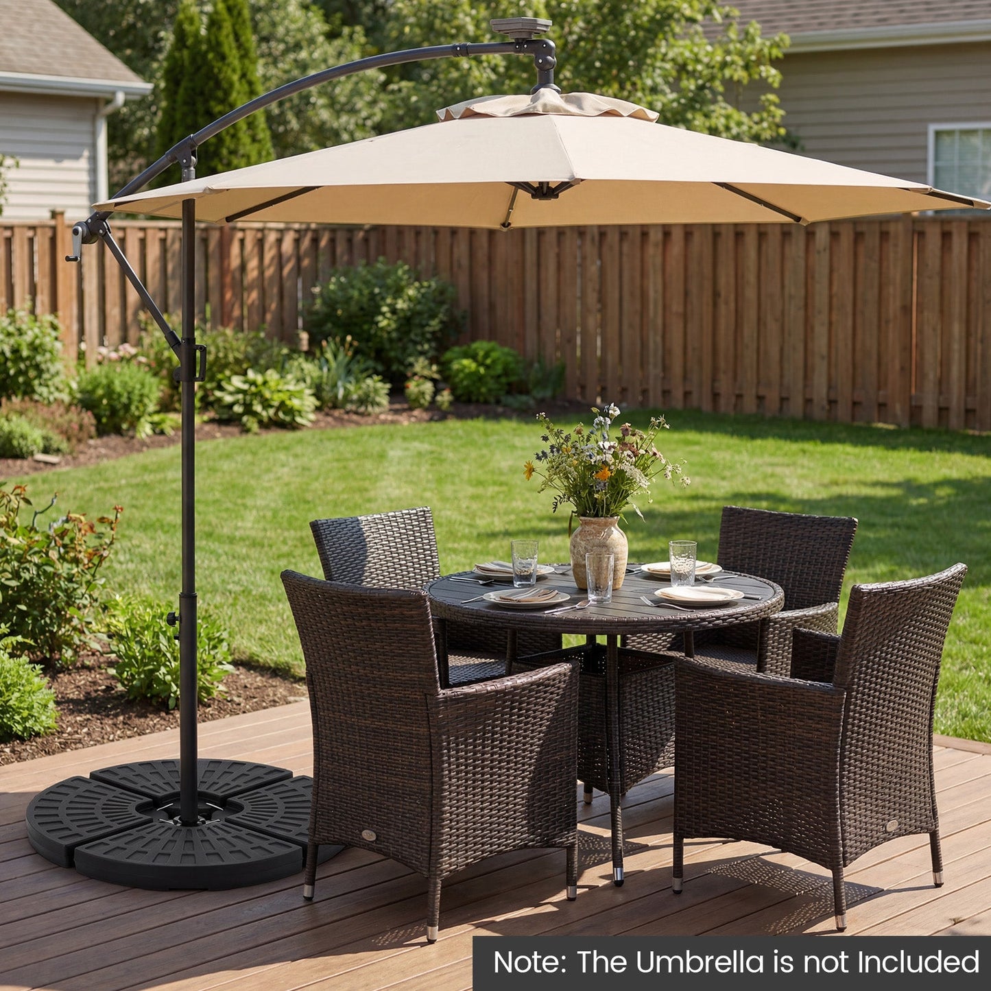 4-Piece Patio Market Umbrella Base 140 LBS Heavy-Duty with U-Locking Pins-Black