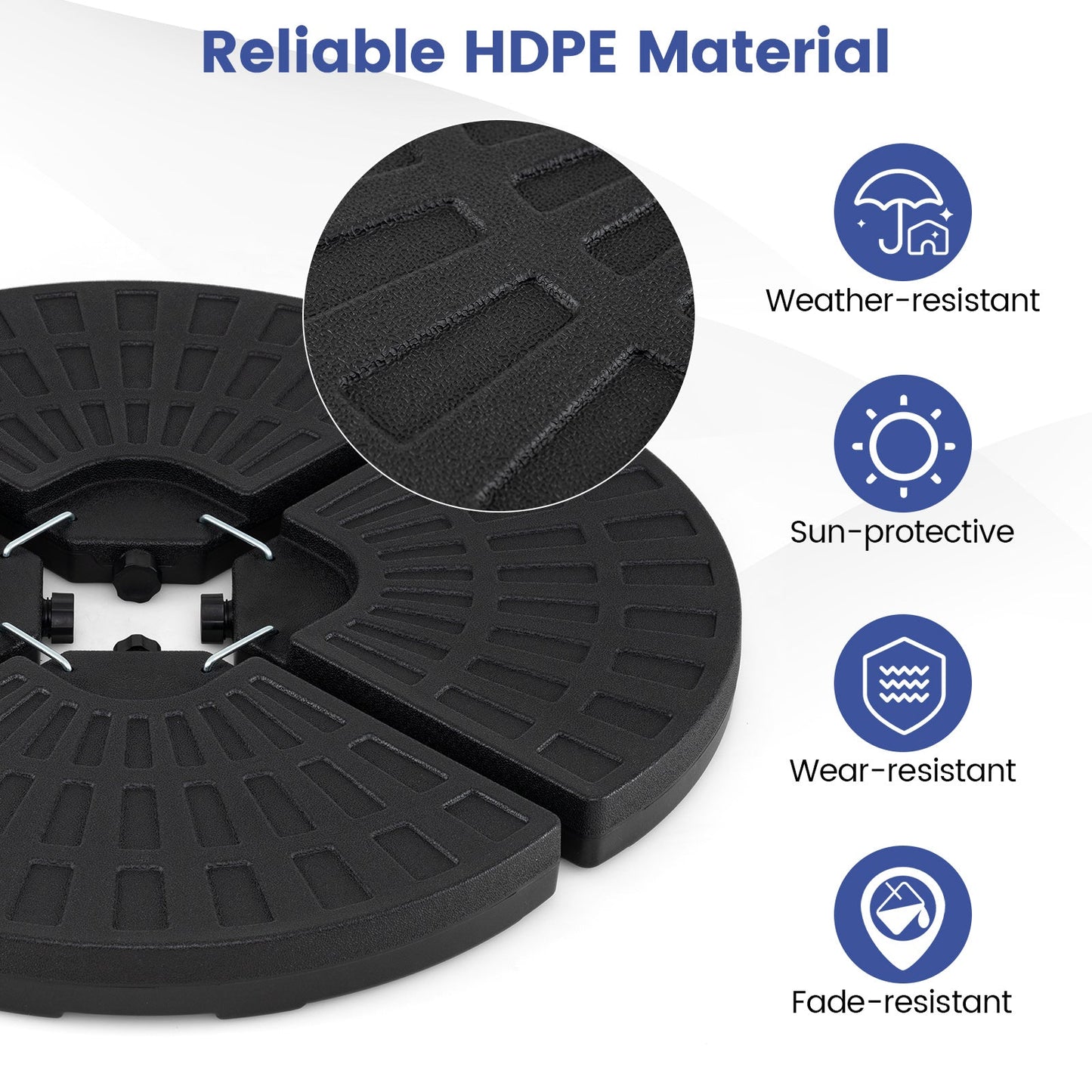 4-Piece Patio Market Umbrella Base 140 LBS Heavy-Duty with U-Locking Pins-Black