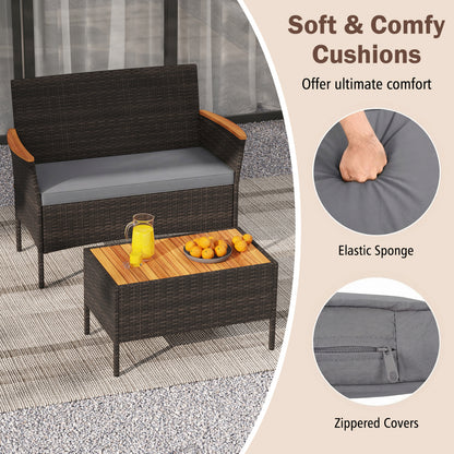 4-Piece Patio Conversation Set with Wicker Chairs & Loveseat