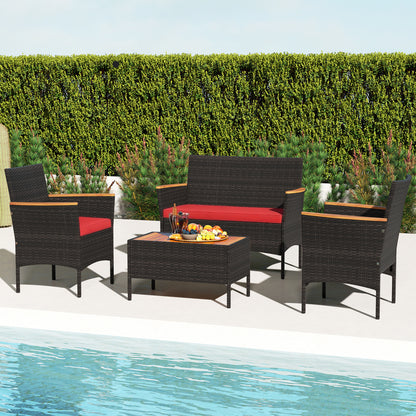 4-Piece Patio Conversation Set with Wicker Chairs & Loveseat
