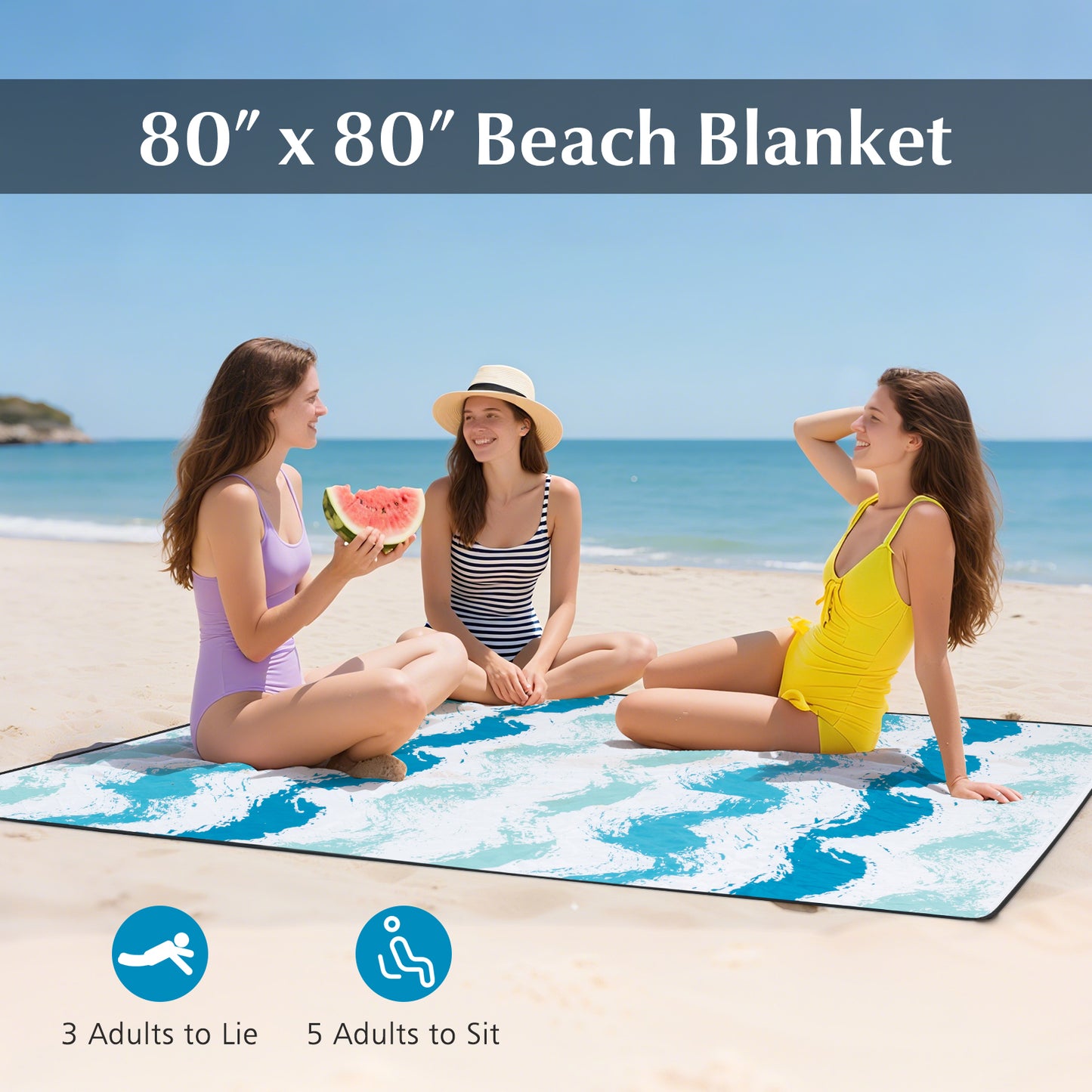 Beach Umbrella Set with 2 Chairs and Picnic Blanket