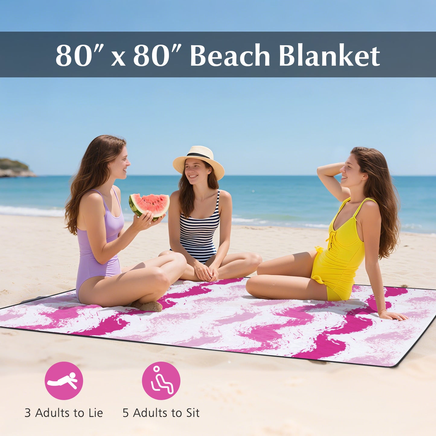 Beach Umbrella Set with 2 Chairs and Picnic Blanket