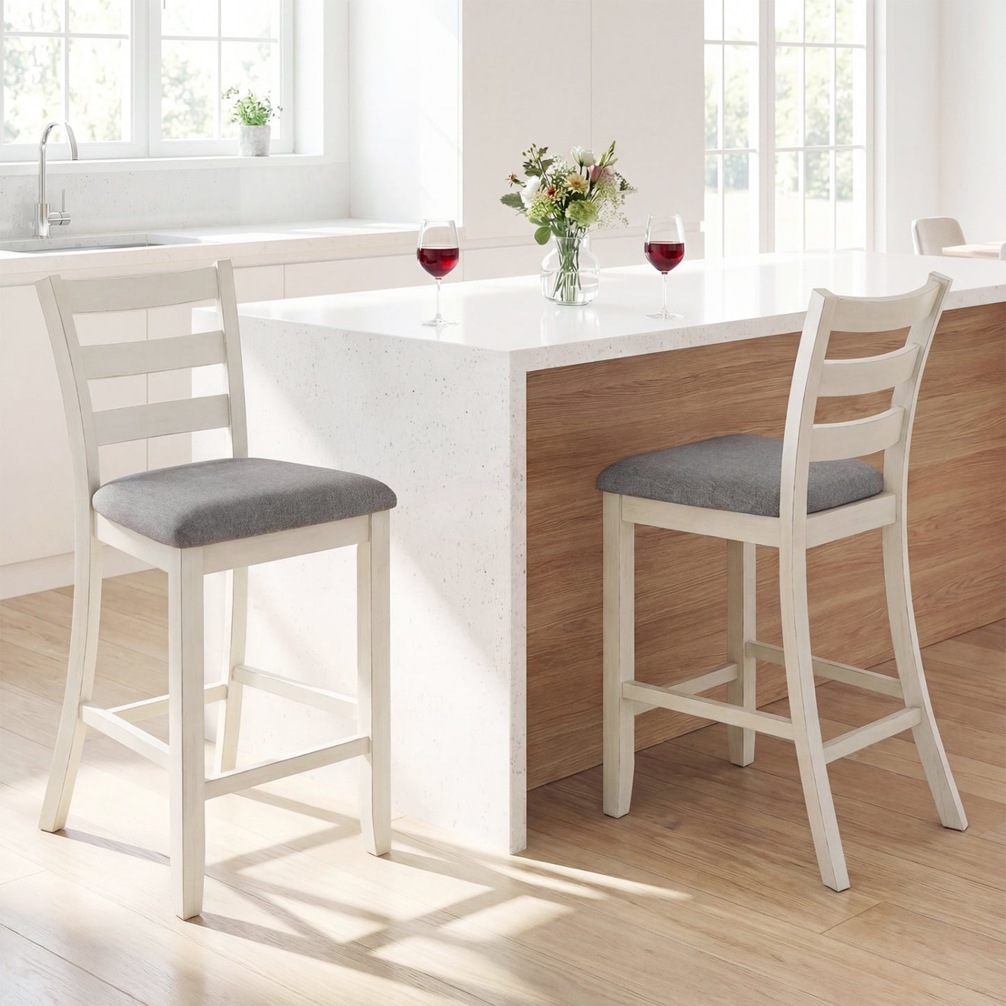 Counter Height Chairs Set of 4 with Fabric Seat