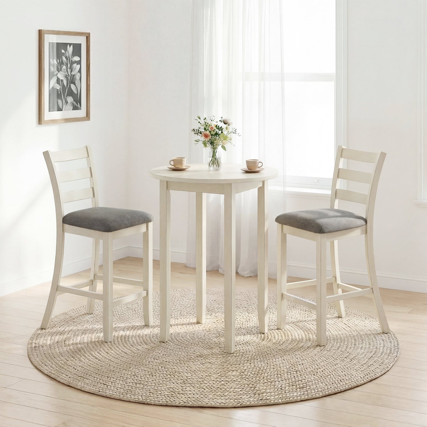 Counter Height Chairs Set of 4 with Fabric Seat