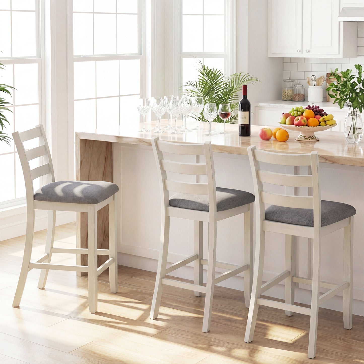 Counter Height Chairs Set of 4 with Fabric Seat