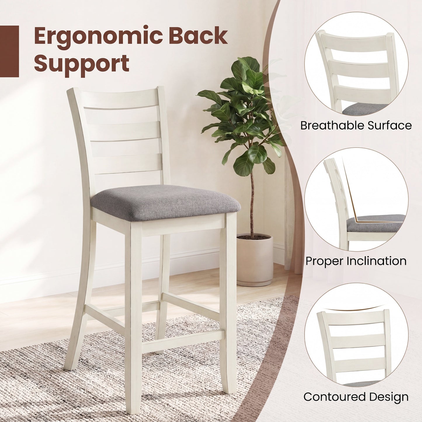 Counter Height Chairs Set of 4 with Fabric Seat