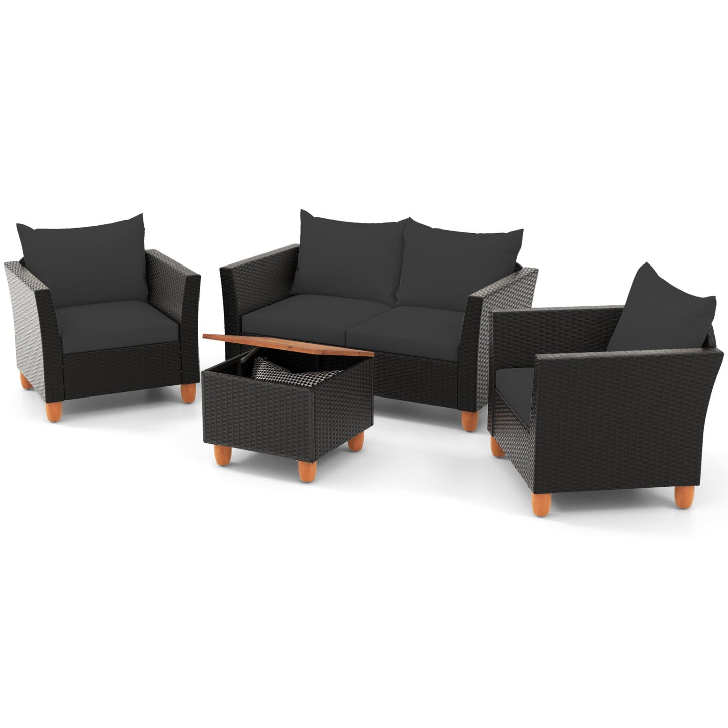 4-Piece Patio Conversation Set with Storage Coffee Table
